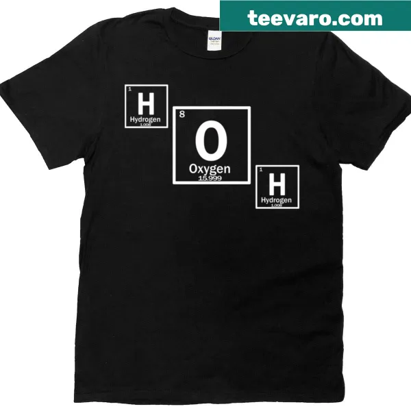 T-shirt featuring H2O water molecule graphic