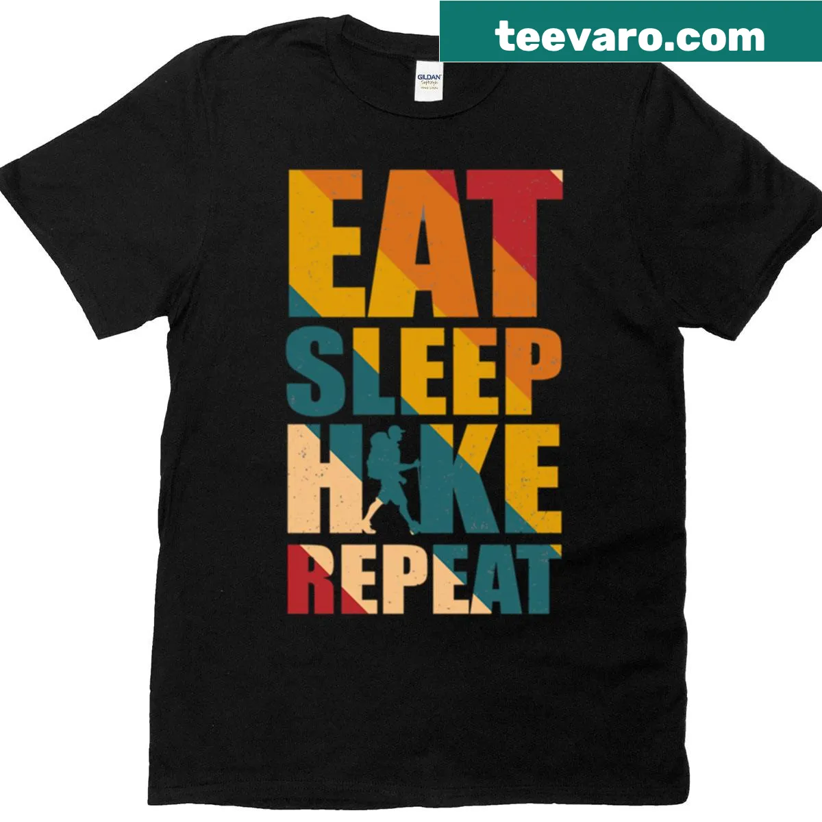 T-shirt celebrating hiking with a motivational outdoor slogan — on a men's t-shirt