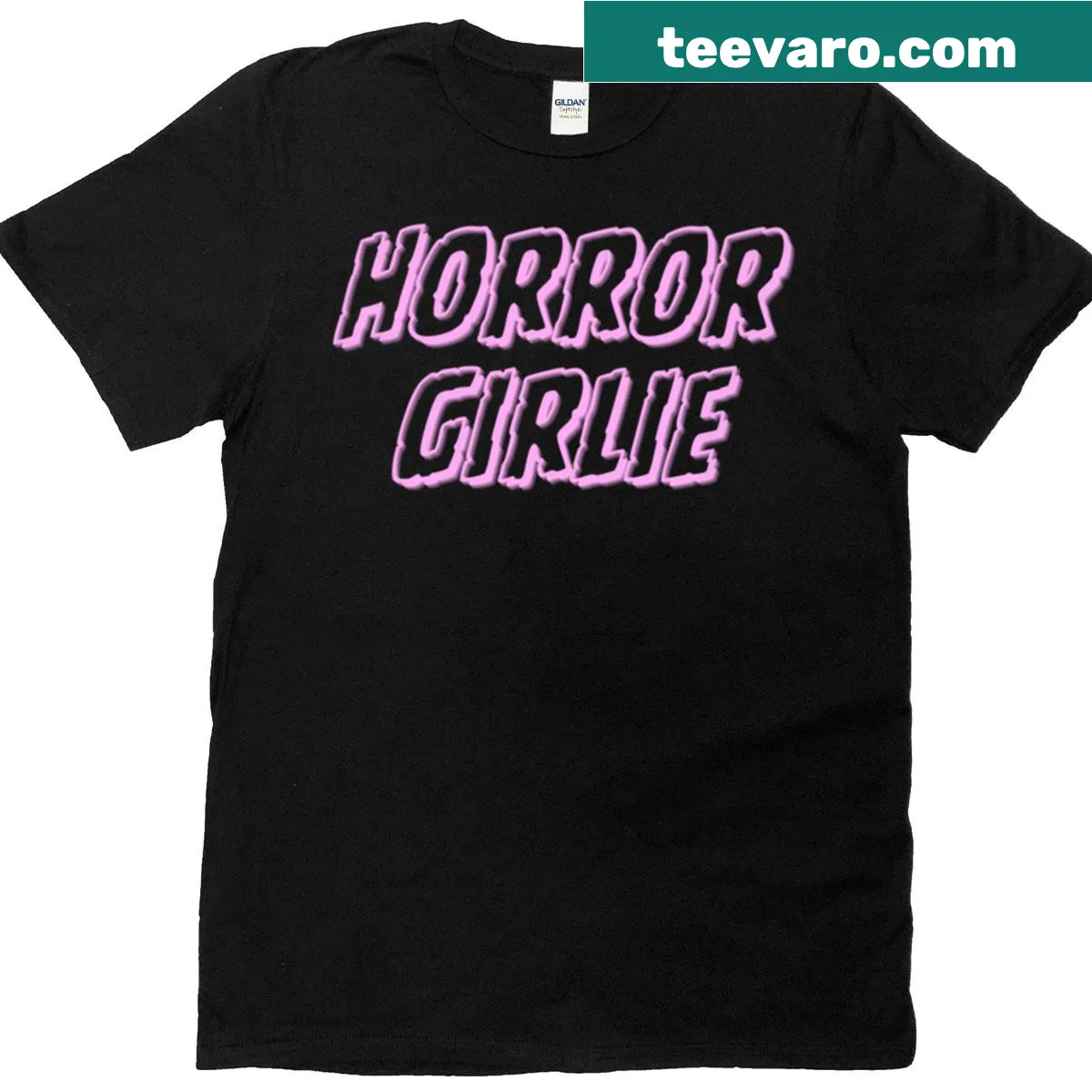 Cute horror-themed graphic on women's pink T-shirt — on a men's t-shirt