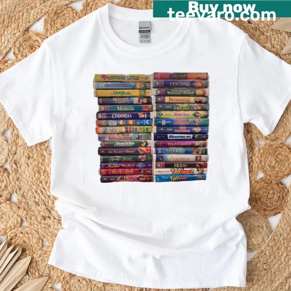 Vintage-style T-shirt featuring a VHS lot sticker design