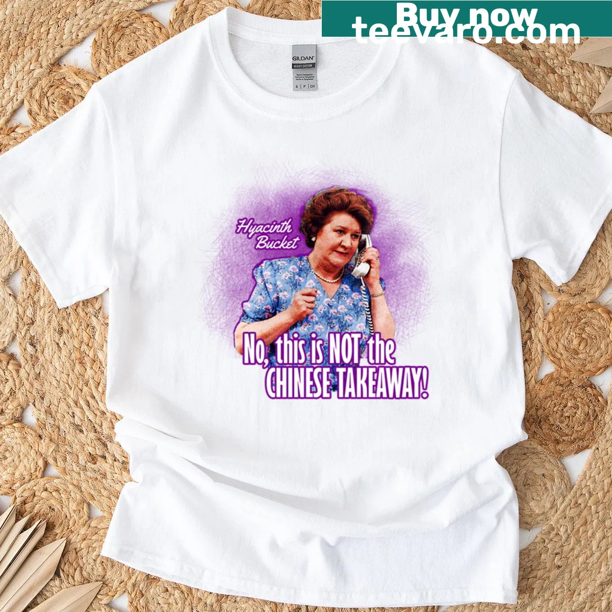 Witty Hyacinth Bucket quote t-shirt for fans of the series — on a men's t-shirt