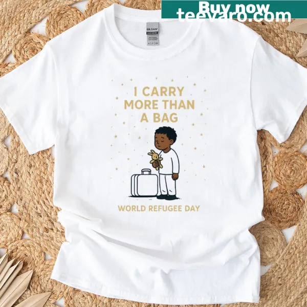 Illustration of a caregiver carrying a child on a T-shirt