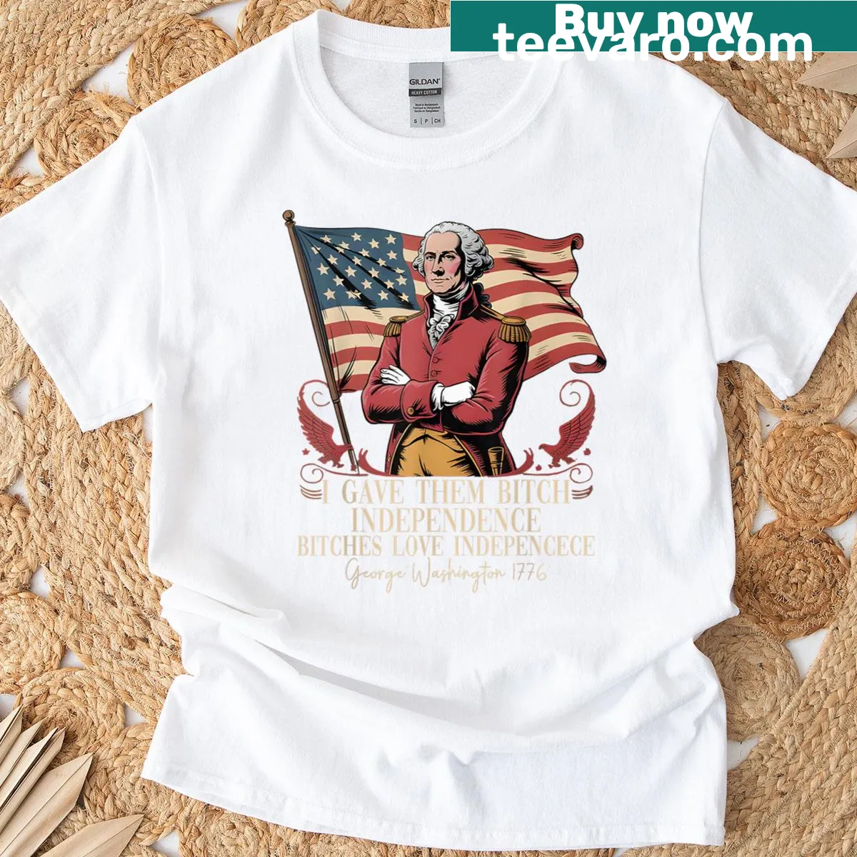 Funny Independence Day T-shirt referencing George Washington — on a men's t-shirt