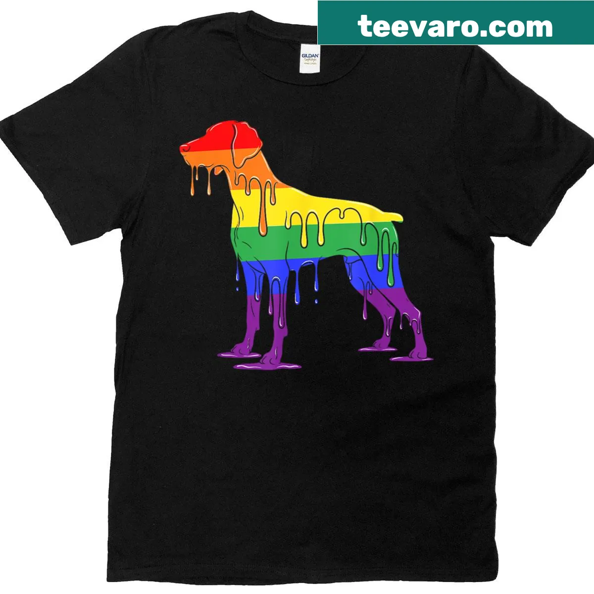 Playful illustration of an ice cream cone and a Weimaraner on a T-shirt. — on a men's t-shirt