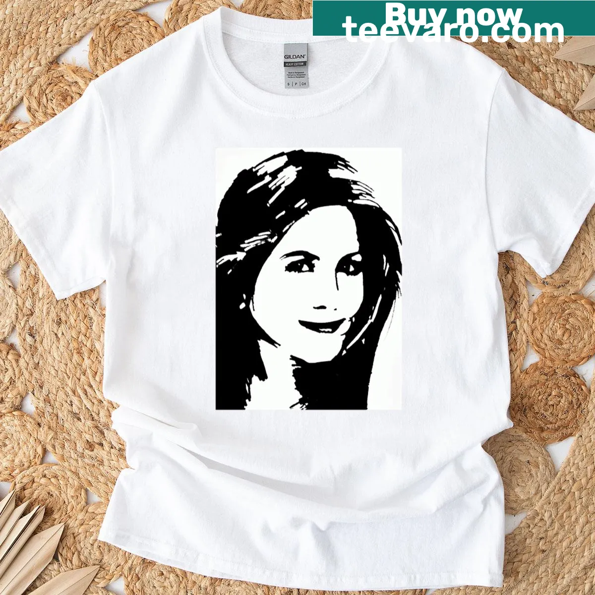 T-shirt featuring a graphic inspired by Jennifer Aniston — on a men's t-shirt