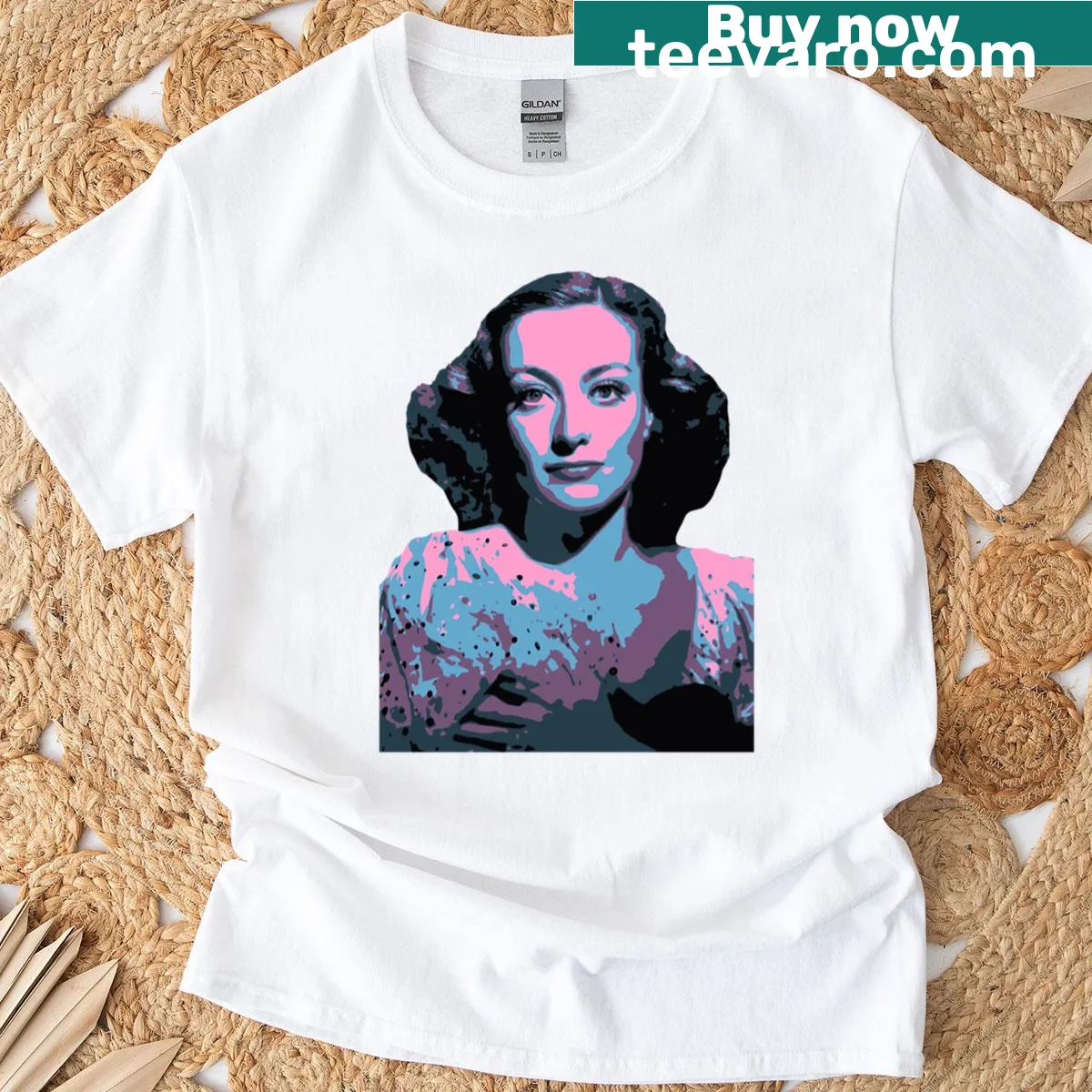 Artistic typography design showcasing Joan Crawford's name on a T-shirt — on a men's t-shirt