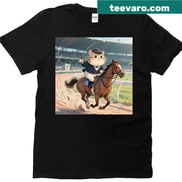 Oversized t-shirt with 'Jockey Meow2' design featuring playful cat illustration