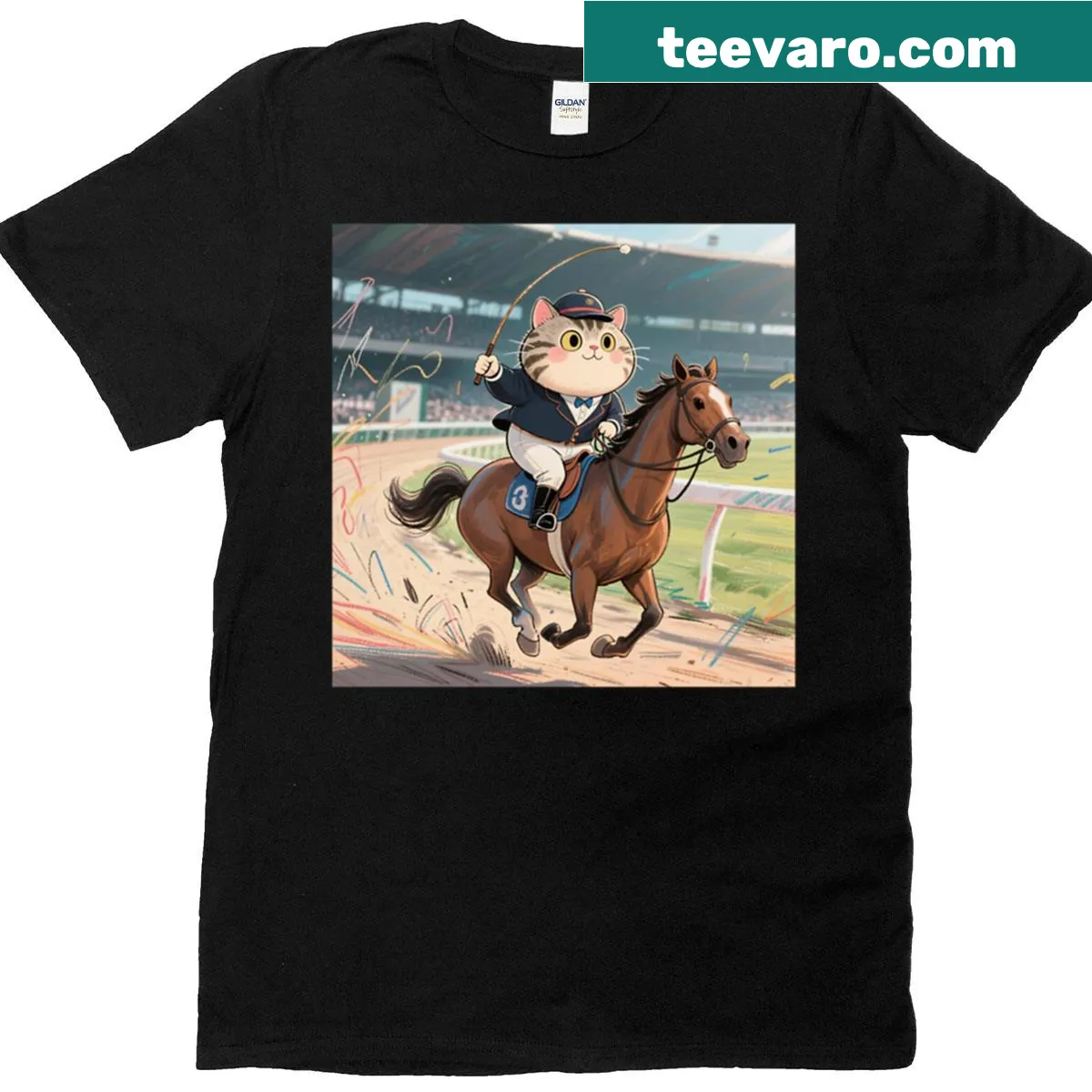 Oversized t-shirt with 'Jockey Meow2' design featuring playful cat illustration — on a men's t-shirt