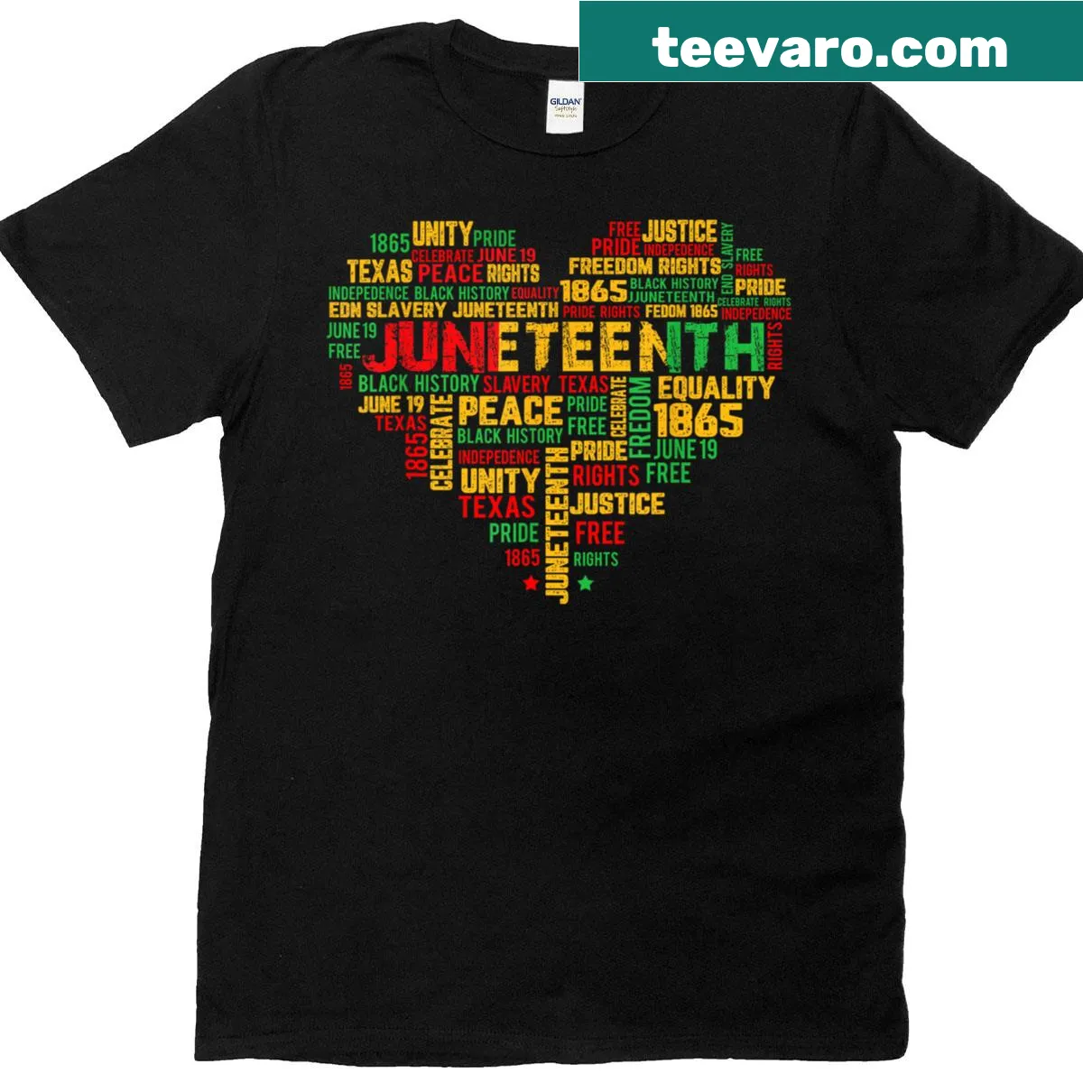 Heart graphic celebrating Juneteenth and Black history on T-shirt — on a men's t-shirt