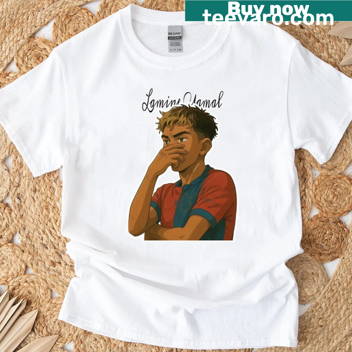 T-shirt featuring Lamine Yamal's stats and goals. — on a men's t-shirt