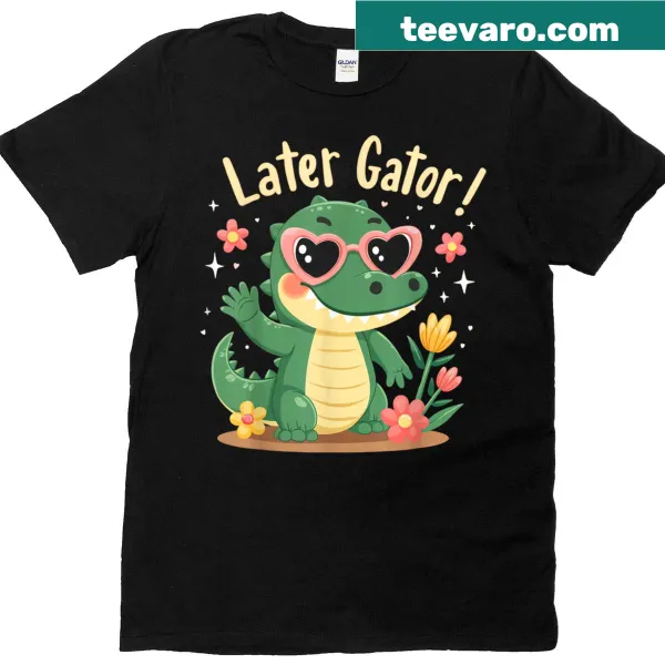 Cartoon alligator Later Gator t-shirt for teachers celebrating summer