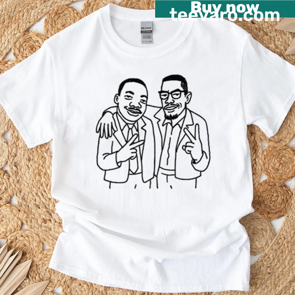 Typographic t-shirt honoring MLK and Malcolm X — on a men's t-shirt
