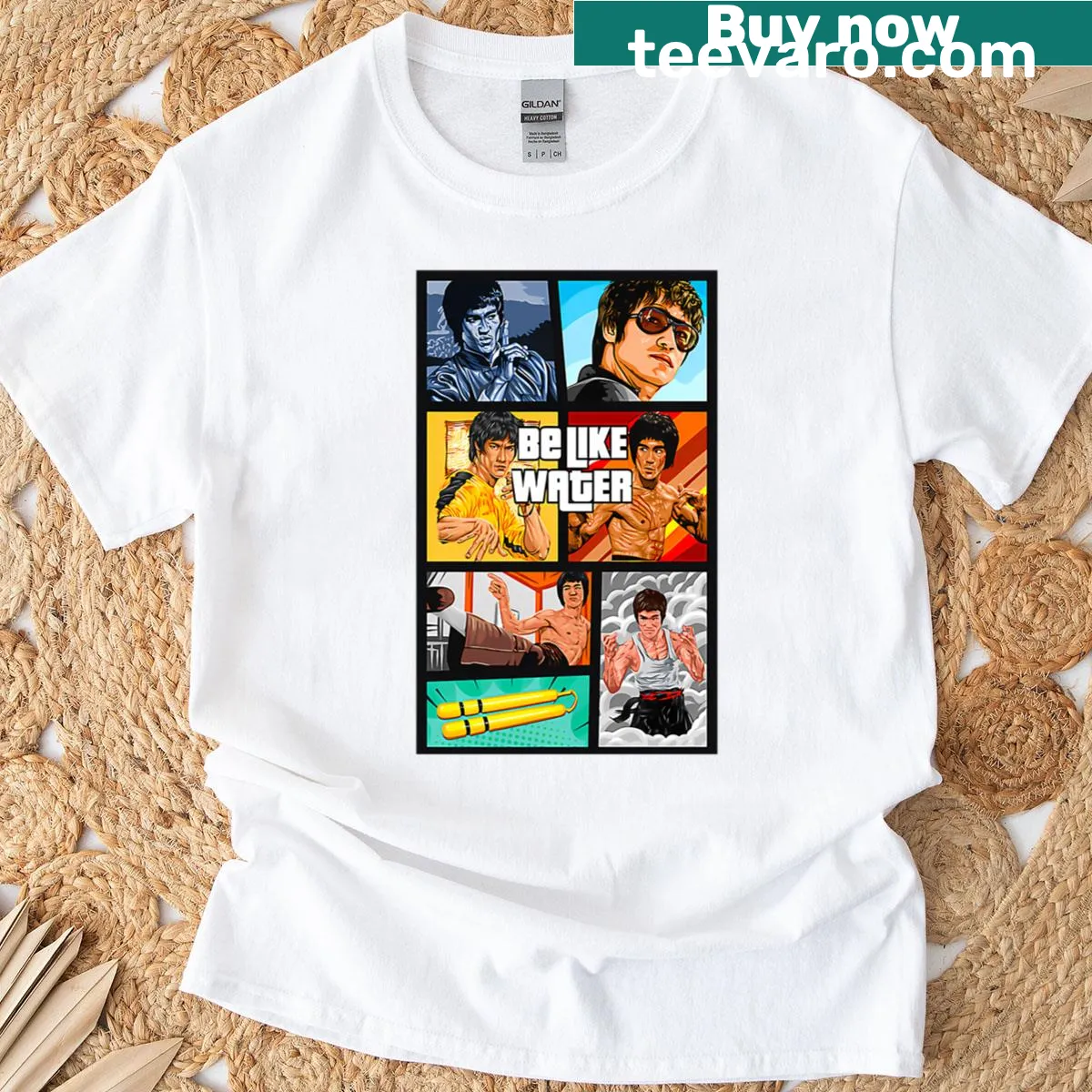 Vintage distressed t-shirt with Dragonlee Master kung fu design — on a men's t-shirt