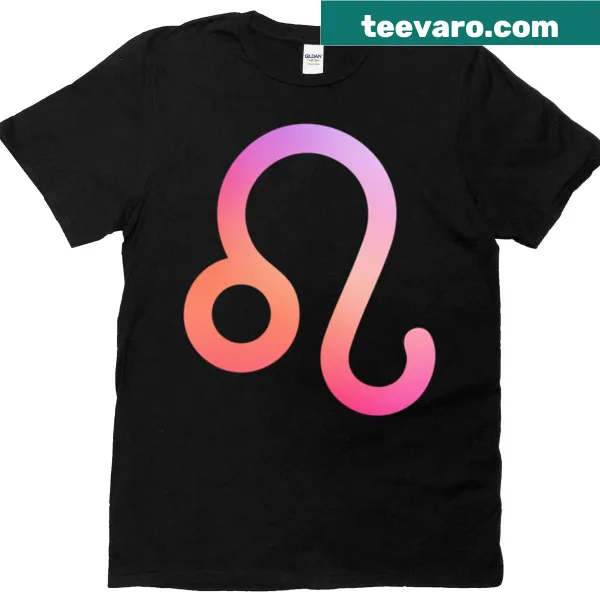 T-shirt with Leo zodiac symbol in a pink gradient design