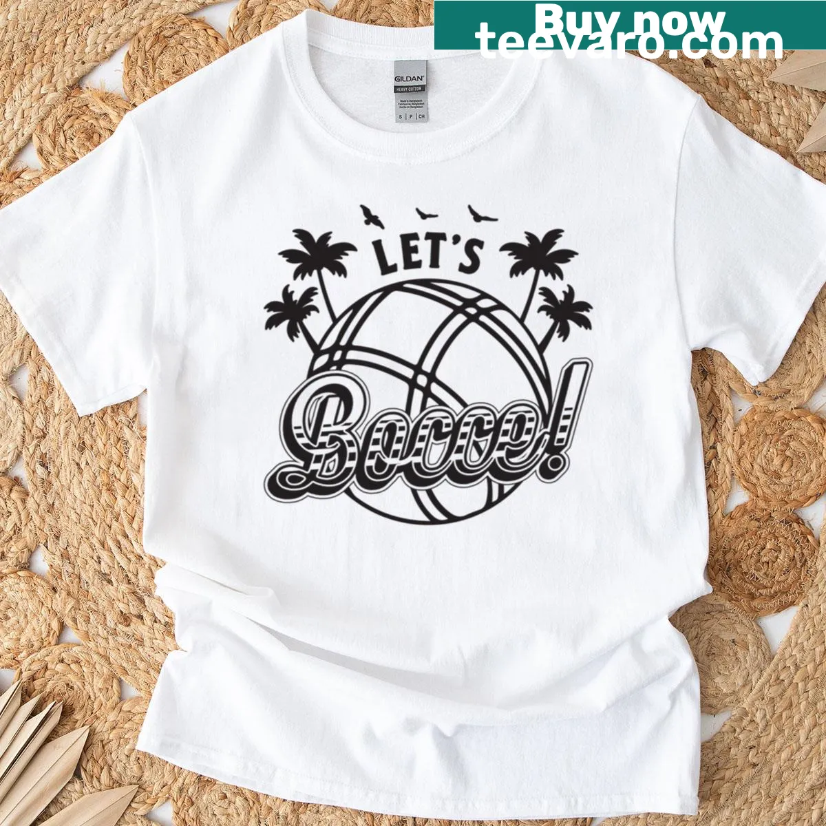 T-shirt for bocce lovers with hand-lettered design — on a men's t-shirt