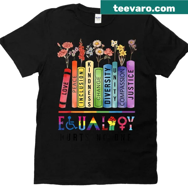 LGBT equality t-shirt with floral and book design