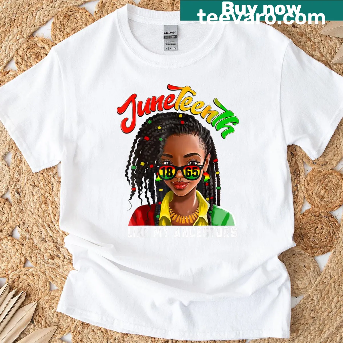 T-shirt with the phrase 'Locd Hair Like My Ancestors' celebrating heritage — on a men's t-shirt