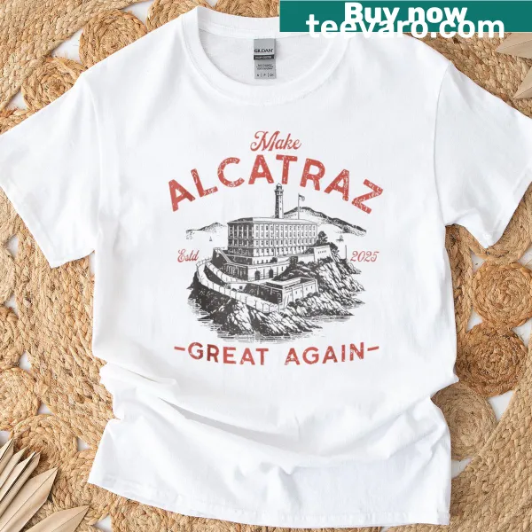 Funny Alcatraz-themed design with Trump text