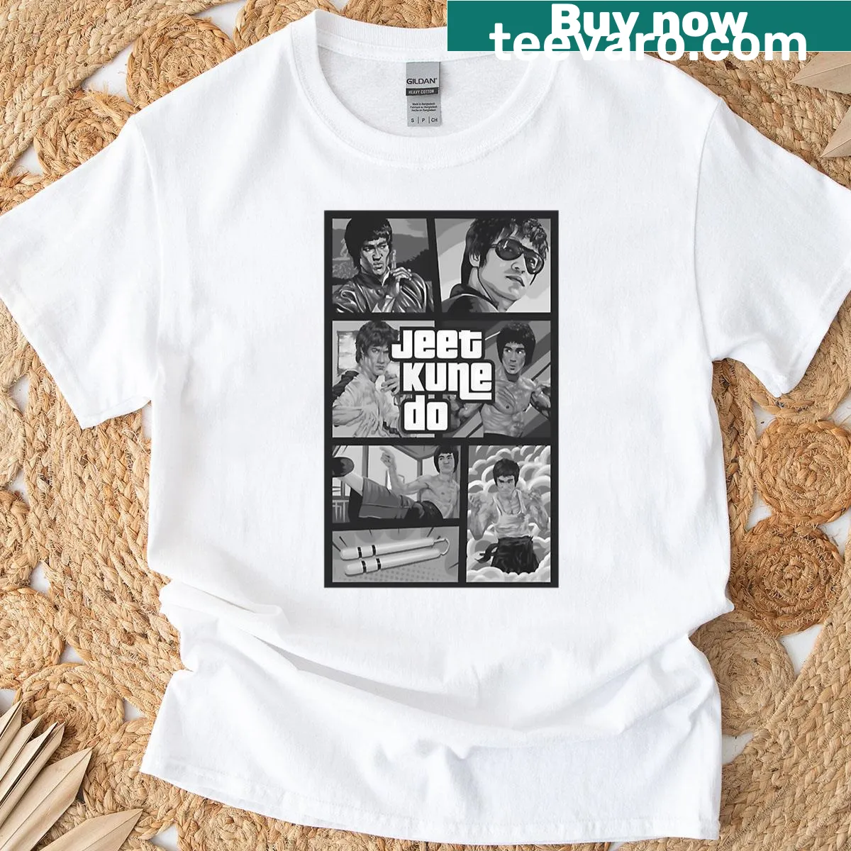 Vintage T-shirt featuring Dragonlee inspired by classic Kungfu movies — on a men's t-shirt