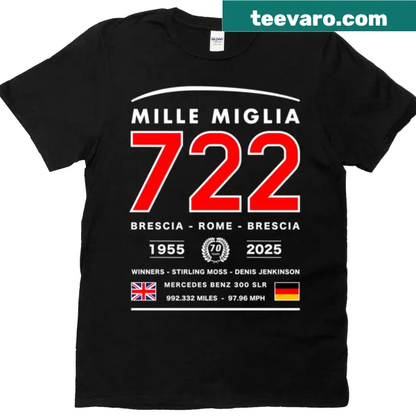 Vintage distressed T-shirt featuring retro Mille Miglia race design