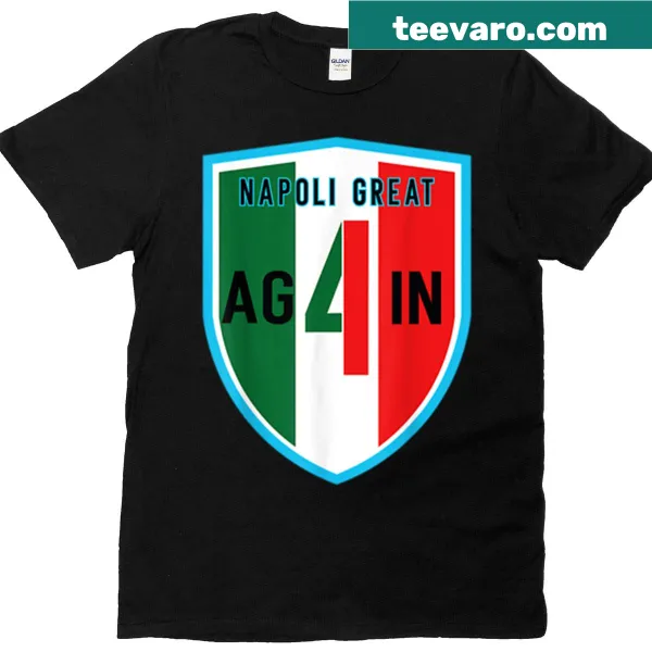 Oversized t-shirt with 'Napoli Great Again 4 Italian Title 2025' graphic for sports fans