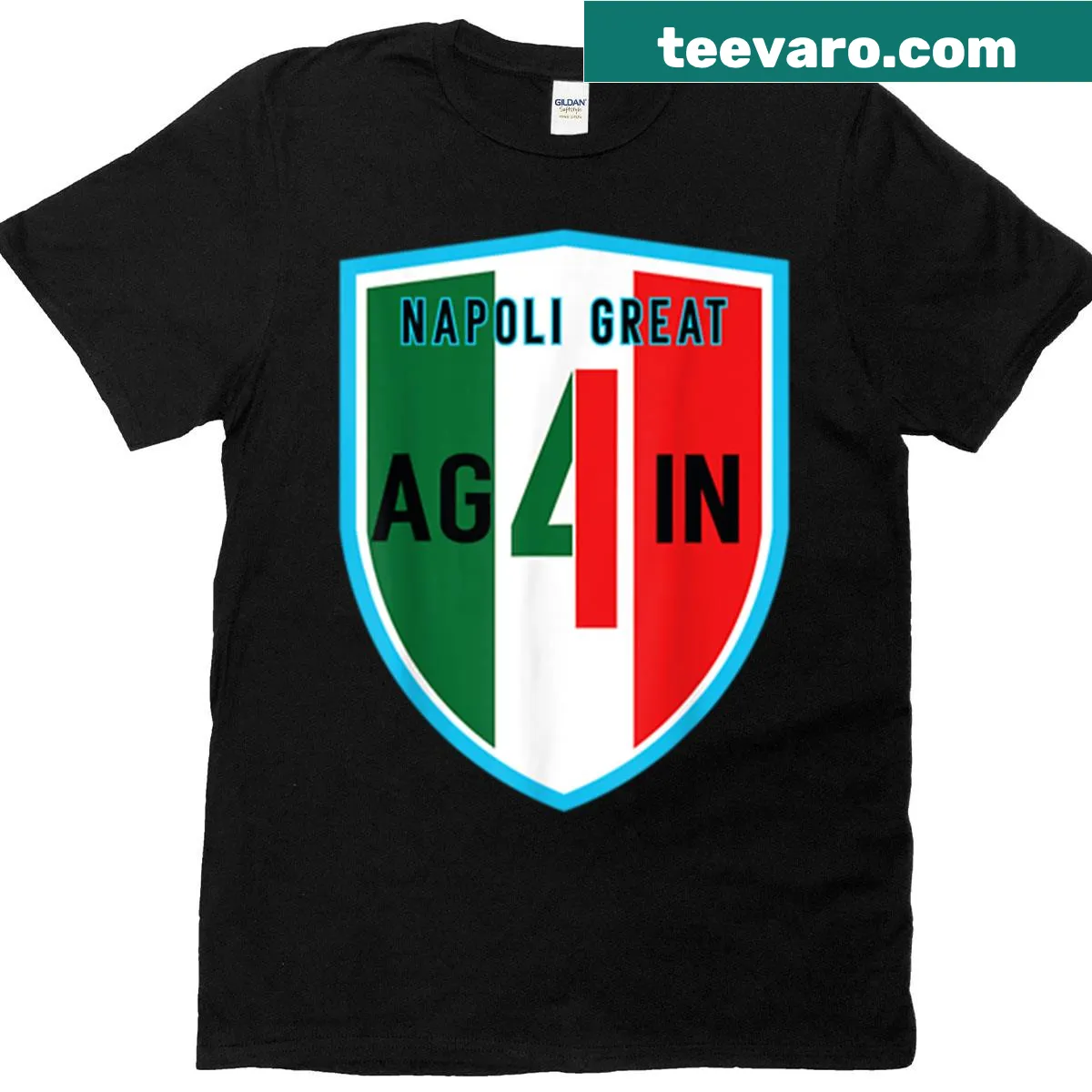 Oversized t-shirt with 'Napoli Great Again 4 Italian Title 2025' graphic for sports fans — on a men's t-shirt