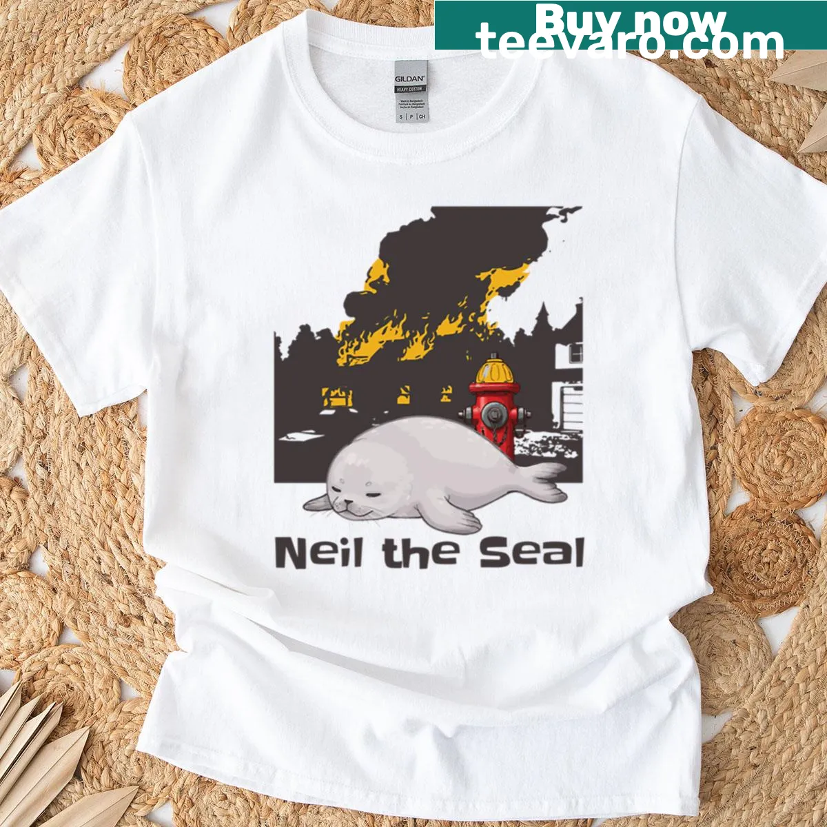 Illustration of a sleeping seal on a T-shirt — on a men's t-shirt
