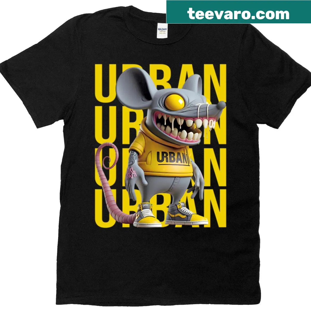 Neon street art graphic t-shirt for rebellious teens — on a men's t-shirt