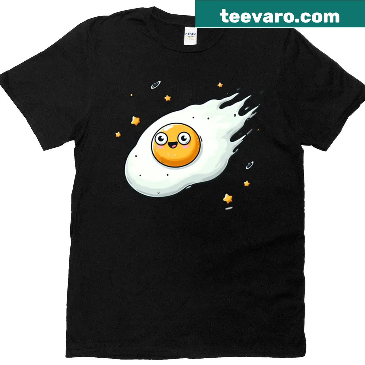 Humorous T-shirt with the phrase No Thoughts Just Eggs and egg illustrations — on a men's t-shirt