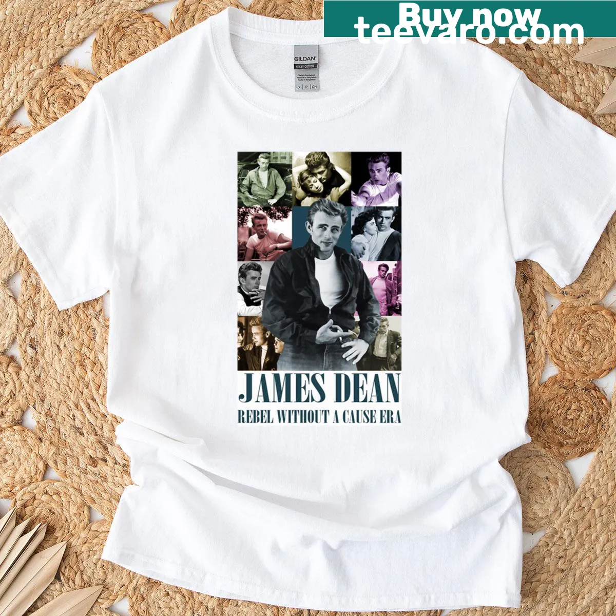 Vintage retro James Dean graphic on oversized t-shirt — on a men's t-shirt