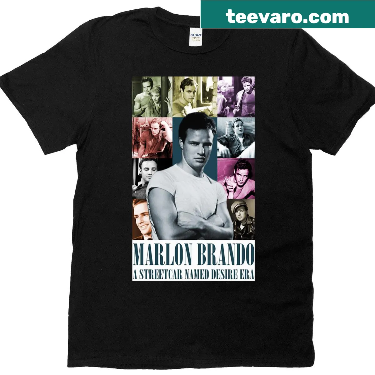 Vintage tee featuring Marlon Brando-inspired fan art — on a men's t-shirt