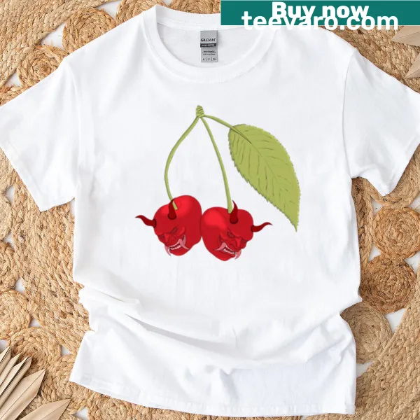 Illustration of oni with cherries on T-shirt