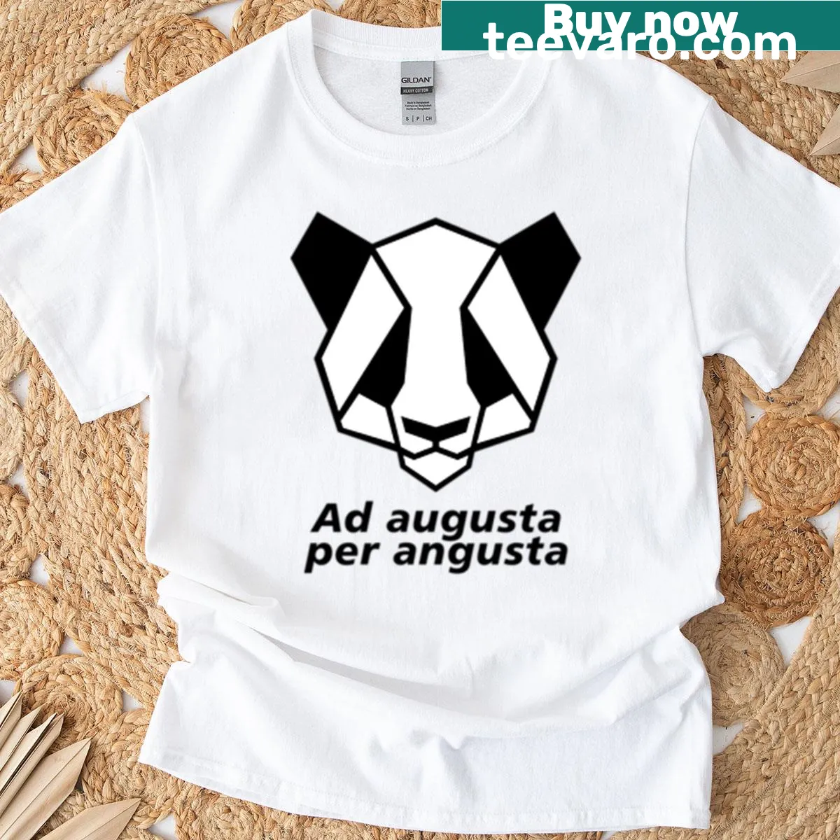 Line art of a panda on a T-shirt — on a men's t-shirt