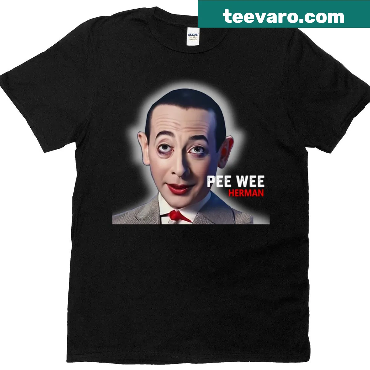 Cartoon graphic of Pee Wee Herman on a funny t-shirt — on a men's t-shirt