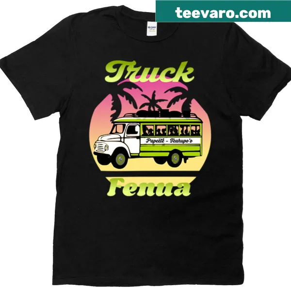 Illustration of a Polynesian truck on a stylish green T-shirt