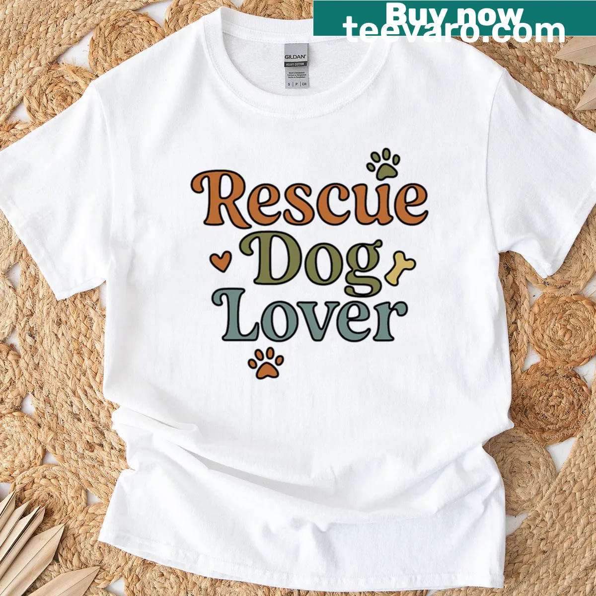T-shirt celebrating rescue dogs with heartwarming illustrations. — on a men's t-shirt