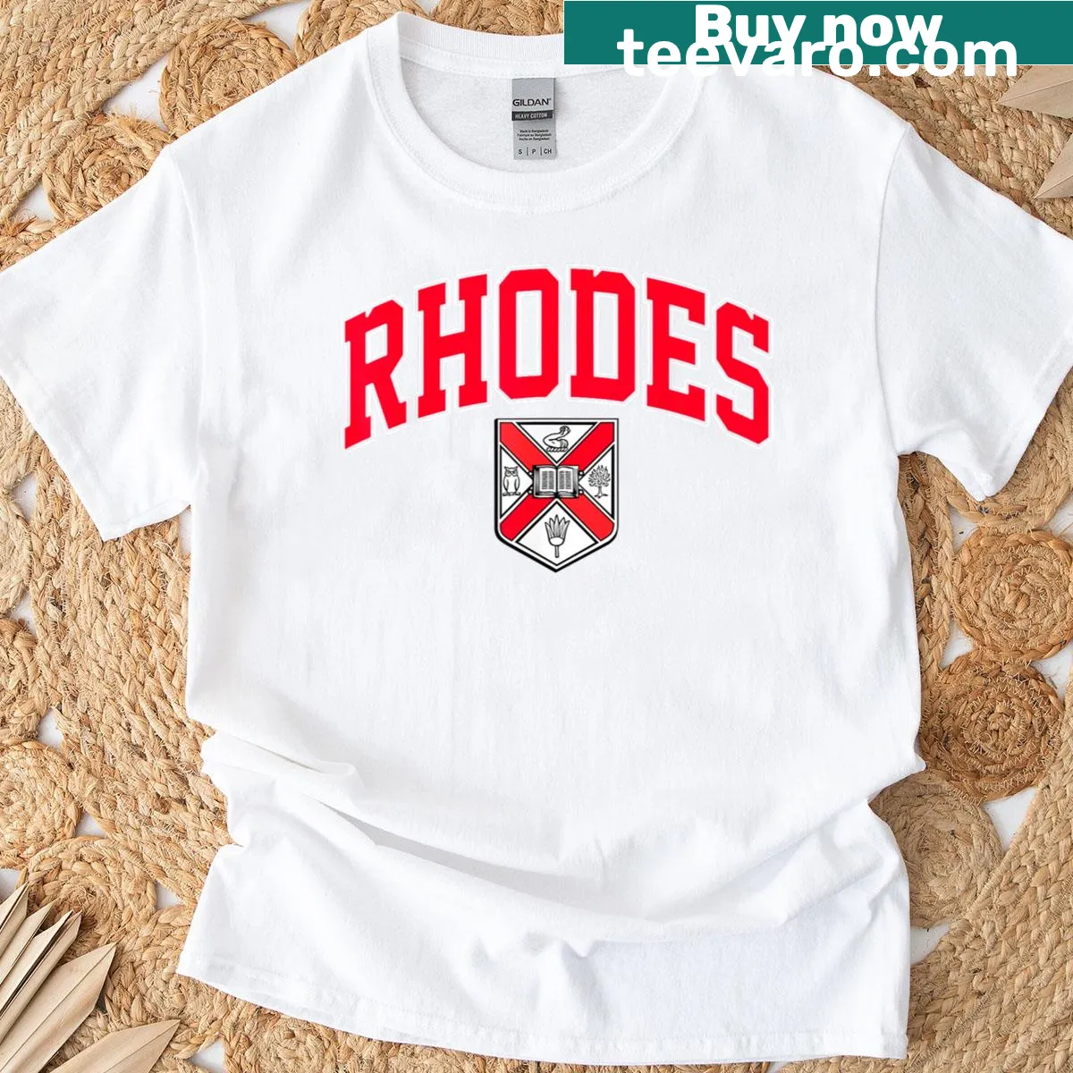 Vintage Rhodes College design on a casual T-shirt for students — on a men's t-shirt