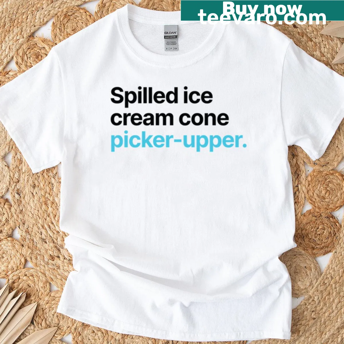 T-shirt with a playful spilled ice cream cone design — on a men's t-shirt