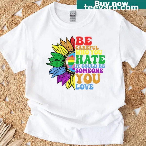 LGBT flag and sunflower symbol on a supportive t-shirt