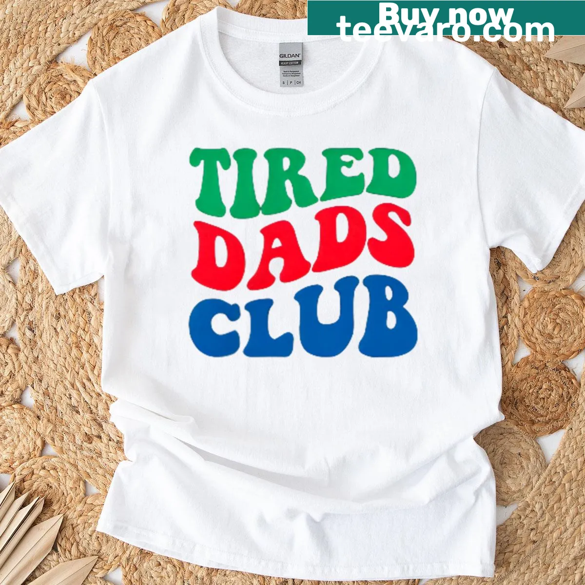 Illustrative T-shirt showing kids playing cars on a dad's back — on a men's t-shirt