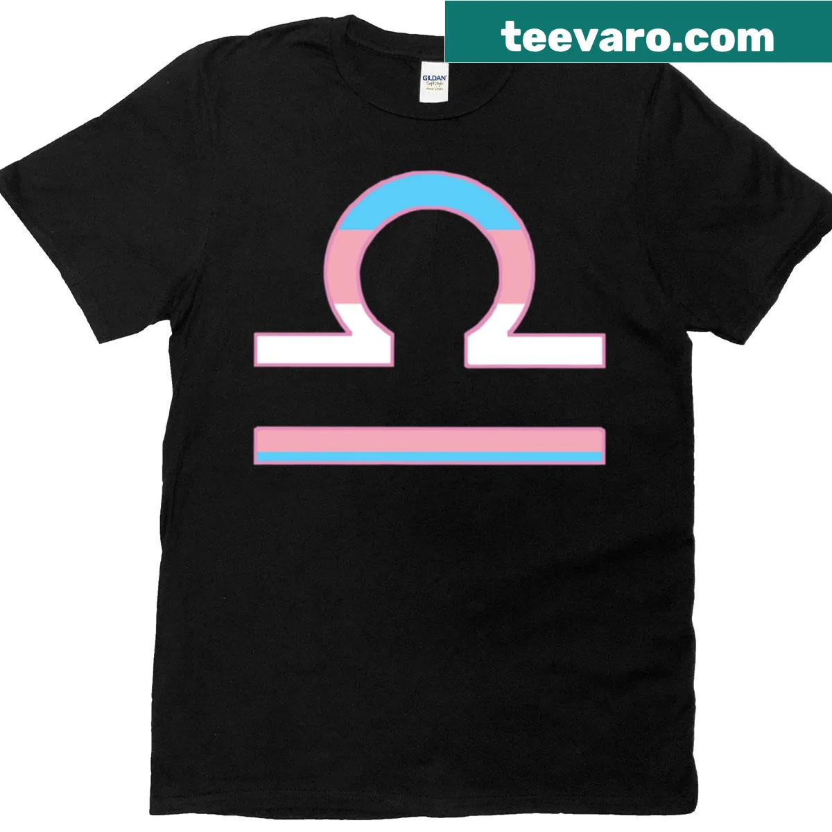 T-shirt featuring Libra scales symbol for trans individuals — on a men's t-shirt