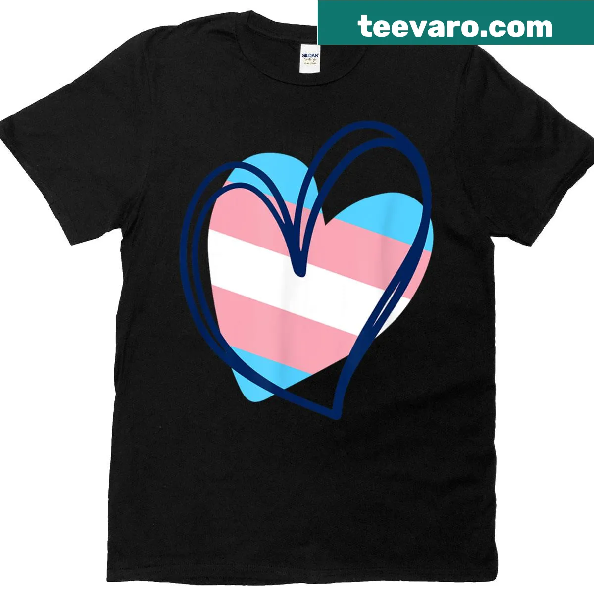 Cute heart design T-shirt with transgender flag colors — on a men's t-shirt