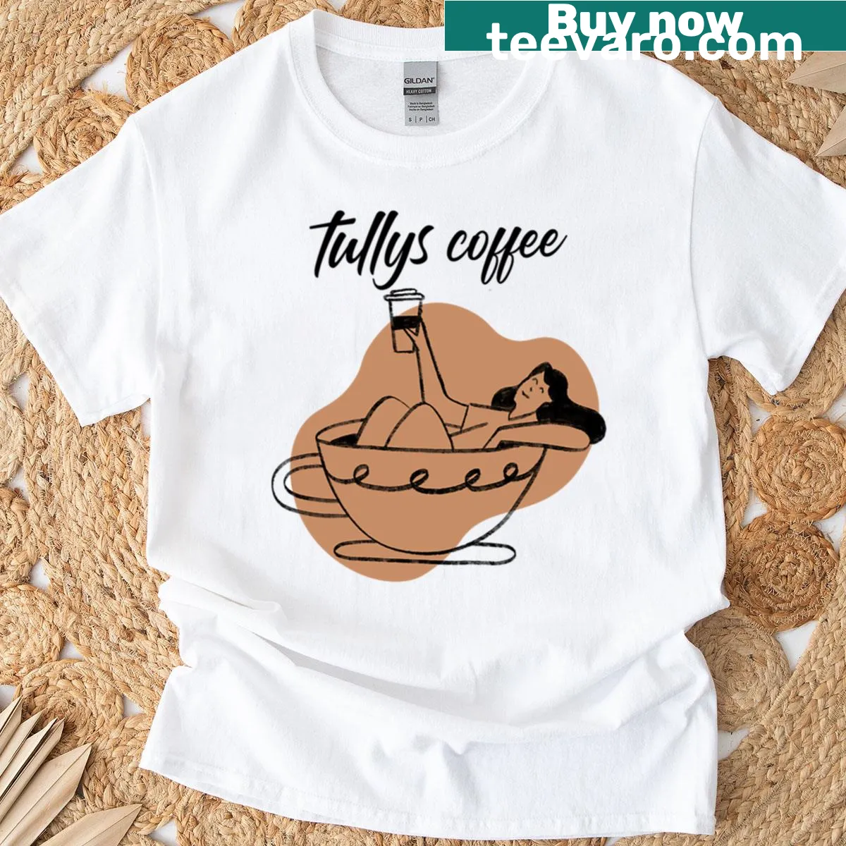 Creative coffee art graphic on t-shirt — on a men's t-shirt