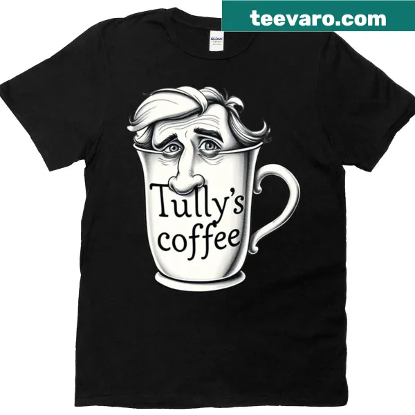 Oversized T-shirt with a caricatured coffee cup design