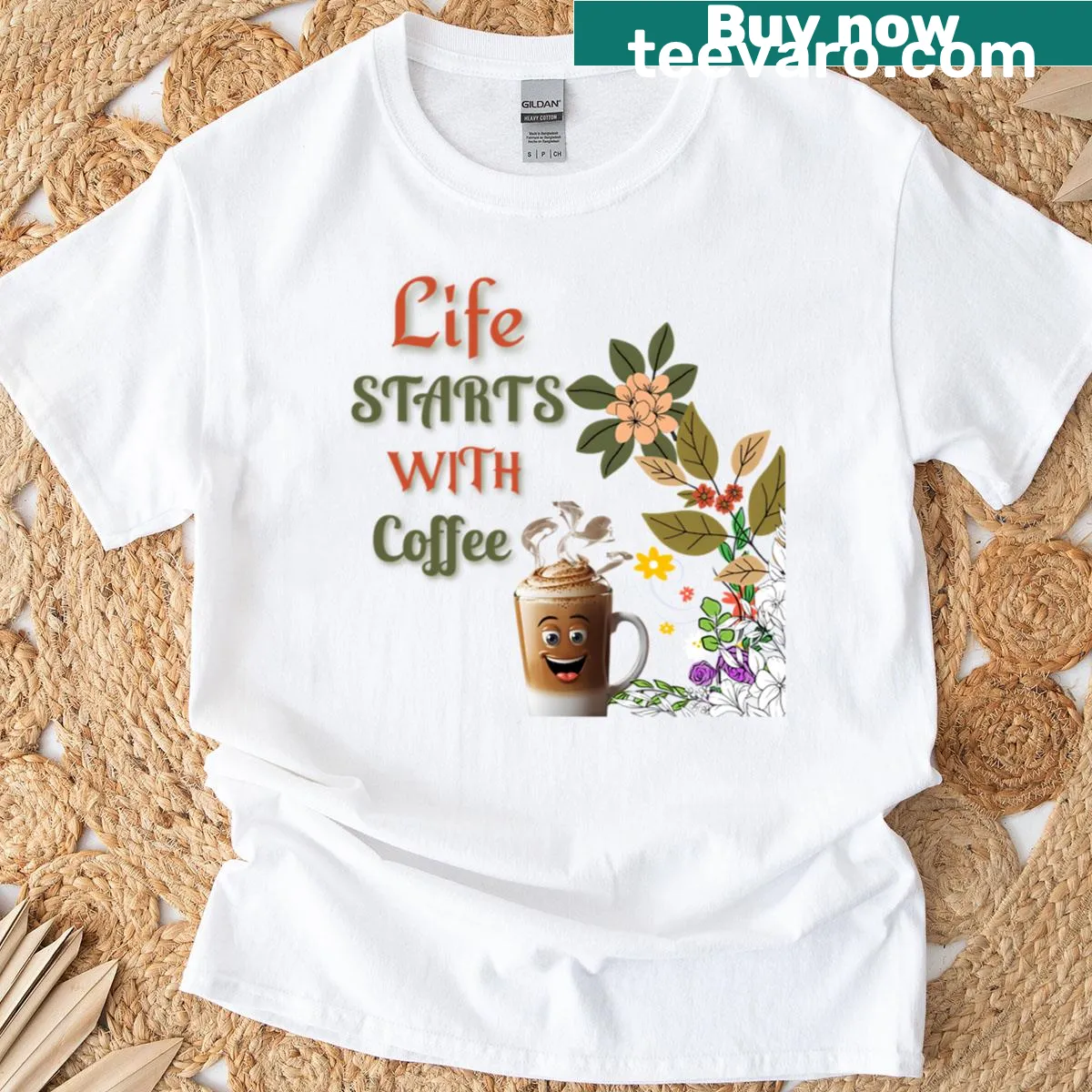 T-shirt featuring a design inspired by Tully's Coffee — on a men's t-shirt