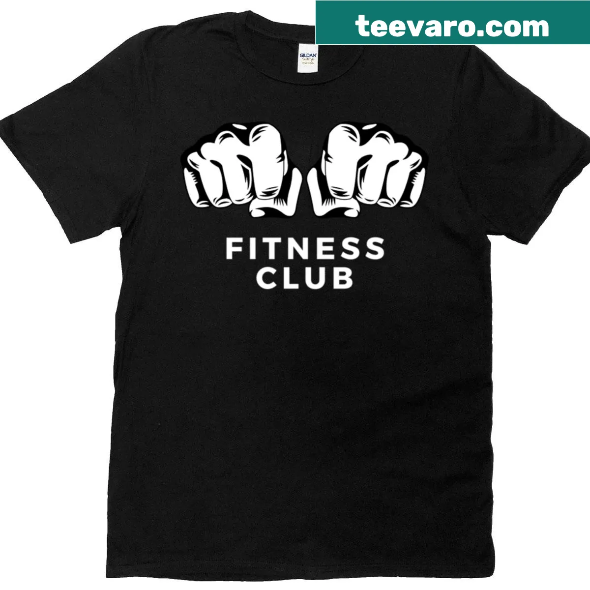 Bold fitness club t-shirt with motivational strength slogan. — on a men's t-shirt