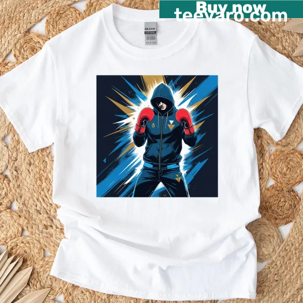 Dynamic boxing artwork T-shirt featuring a fighter in action