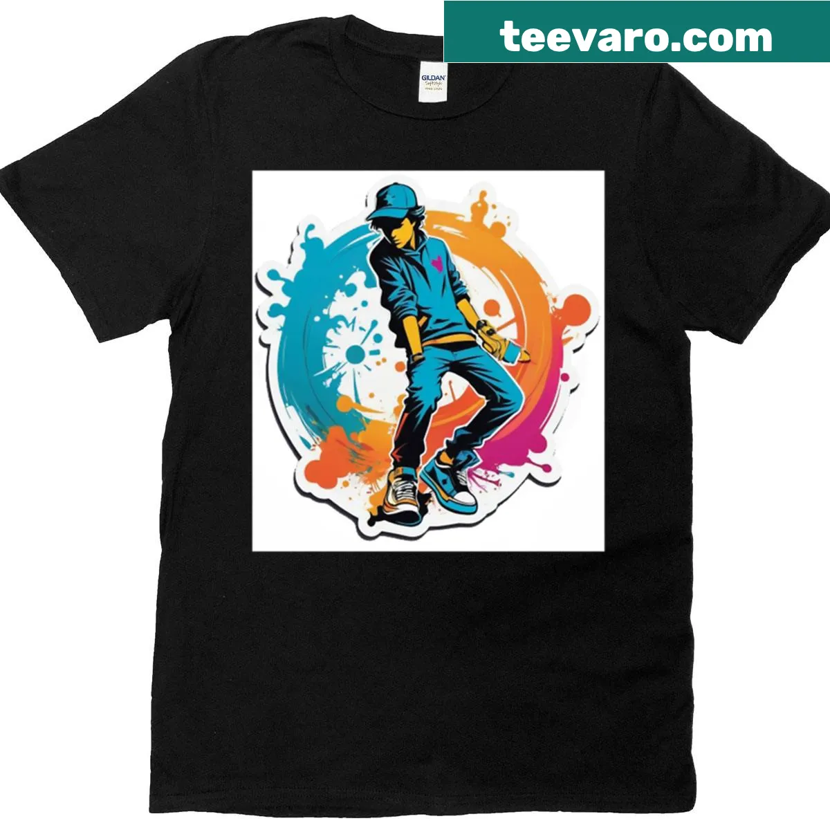 Minimalist oversized t-shirt with urban style typography. — on a men's t-shirt