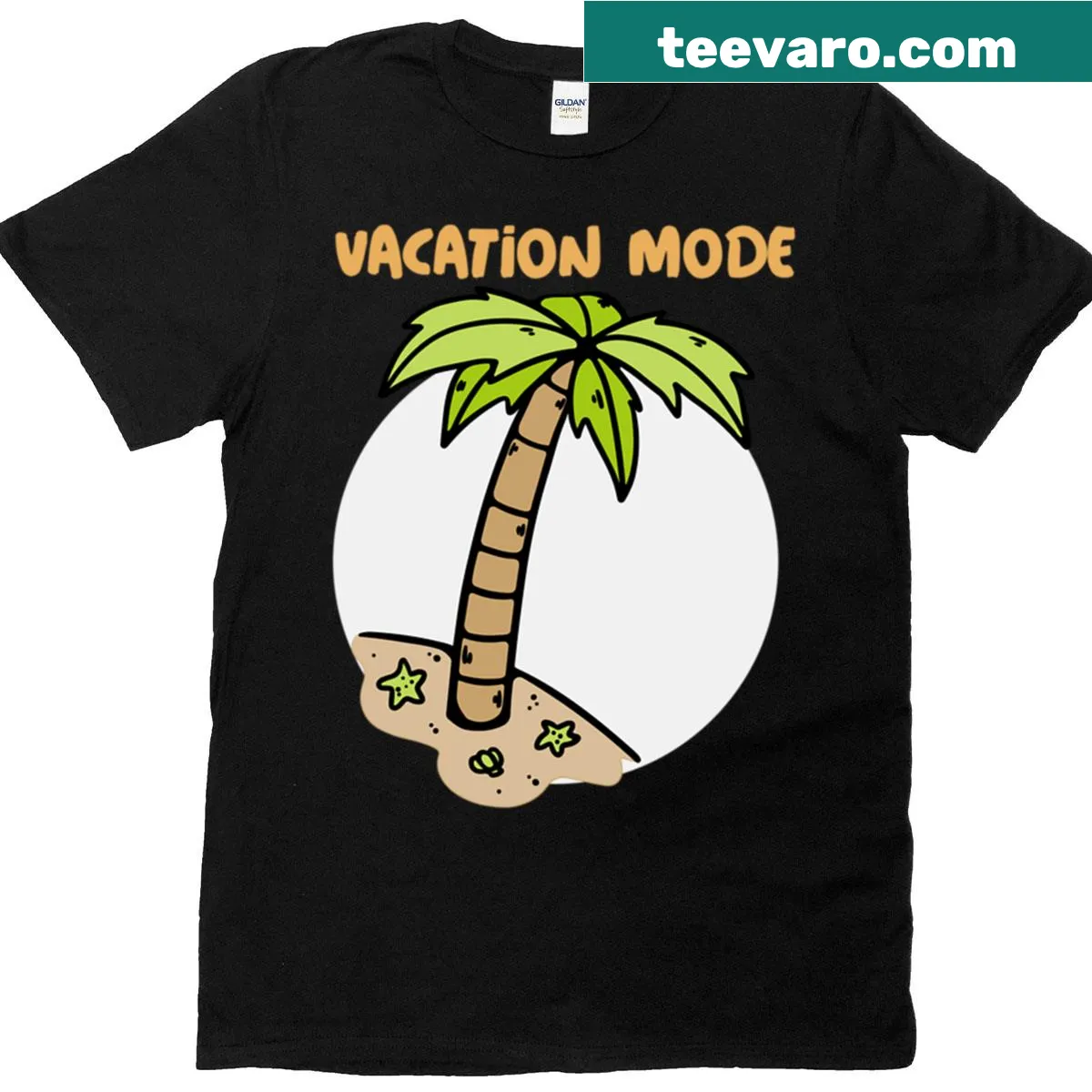 Casual t-shirt with a 'Vacation Mode' design, perfect for travel lovers. — on a men's t-shirt
