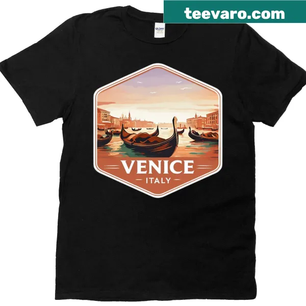 Vintage travel t-shirt featuring a design inspired by Venice, Italy.